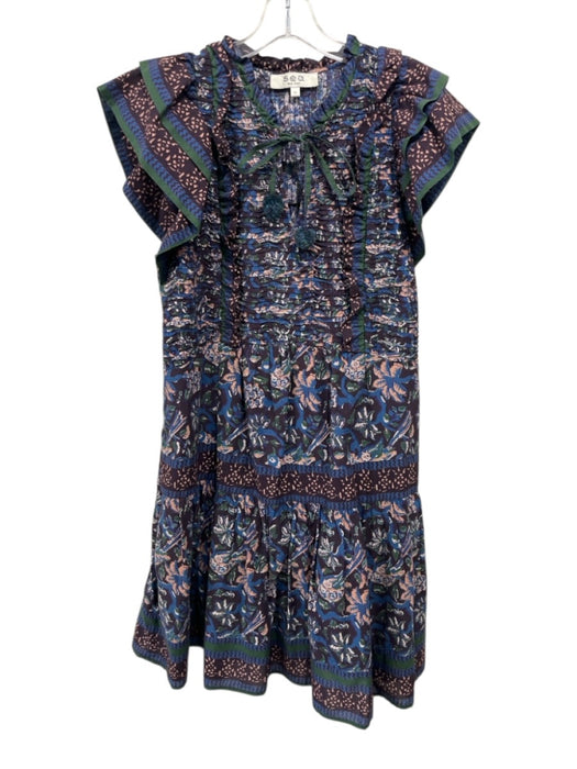 Sea New York Size M Purple, Blue, Multi Cotton Micro Pleats Ruffles Dress Purple, Blue, Multi / M