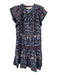 Sea New York Size M Purple, Blue, Multi Cotton Micro Pleats Ruffles Dress Purple, Blue, Multi / M