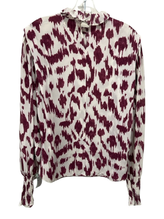 Isabel Etoile Marant Size 40 Purple & White Silk Abstract Print Long Sleeve Top Purple & White / 40