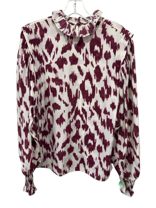 Isabel Etoile Marant Size 40 Purple & White Silk Abstract Print Long Sleeve Top Purple & White / 40