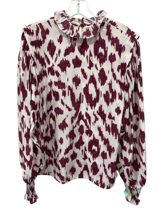 Isabel Etoile Marant Size 40 Purple & White Silk Abstract Print Long Sleeve Top Purple & White / 40