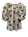 Ulla Johnson Size 8 Beige, Black, Multi Cotton Abstract Floral V Neck Top Beige, Black, Multi / 8