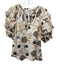 Ulla Johnson Size 8 Beige, Black, Multi Cotton Abstract Floral V Neck Top Beige, Black, Multi / 8