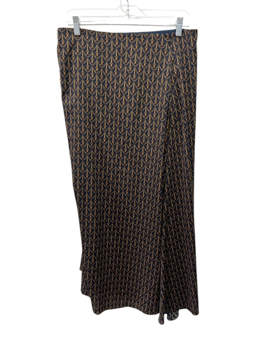 Veronica Beard Size 10 Navy Blue & Yellow Polyester All Over Print Rouched Skirt Navy Blue & Yellow / 10