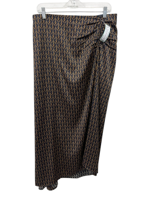 Veronica Beard Size 10 Navy Blue & Yellow Polyester All Over Print Rouched Skirt Navy Blue & Yellow / 10