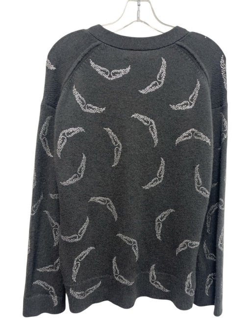 Zadig & Voltaire Size S Gray & Clear Cashmere Sequined Wings Buttons Cardigan Gray & Clear / S