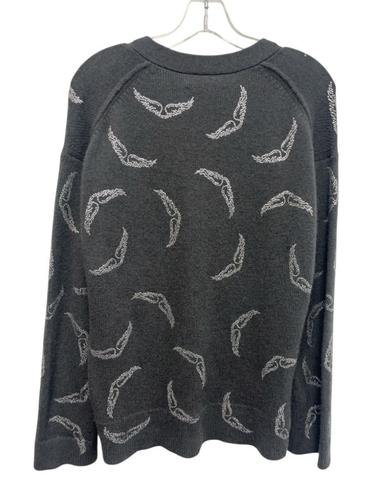 Zadig & Voltaire Size S Gray & Clear Cashmere Sequined Wings Buttons Cardigan Gray & Clear / S