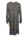 Veronica Beard Size M Blue, Green, Beige Cotton Long puff sleeve Midi Dress Blue, Green, Beige / M