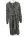 Veronica Beard Size M Blue, Green, Beige Cotton Long puff sleeve Midi Dress Blue, Green, Beige / M