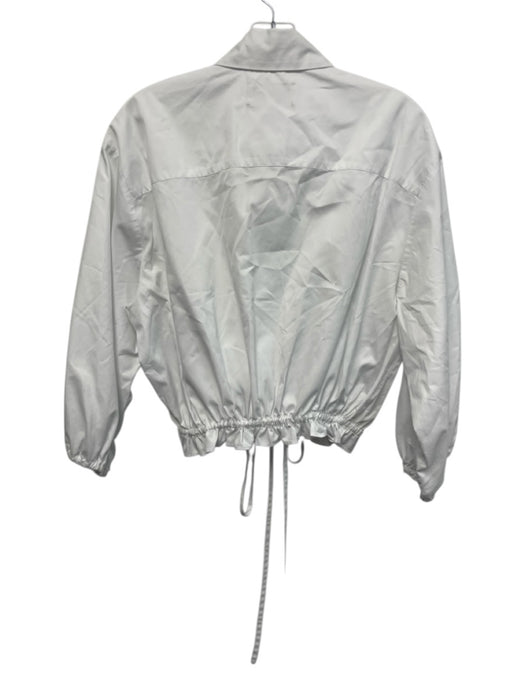 Cara Cara Size M White Cotton Puff 1/2 Sleeve Buttons Collar Crop Top White / M