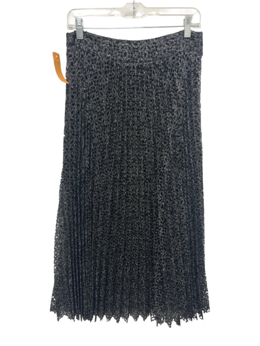 Ba&sh Size 40 Silver & Black Polyester Blend Sparkle Overlay pleats Midi Skirt Silver & Black / 40