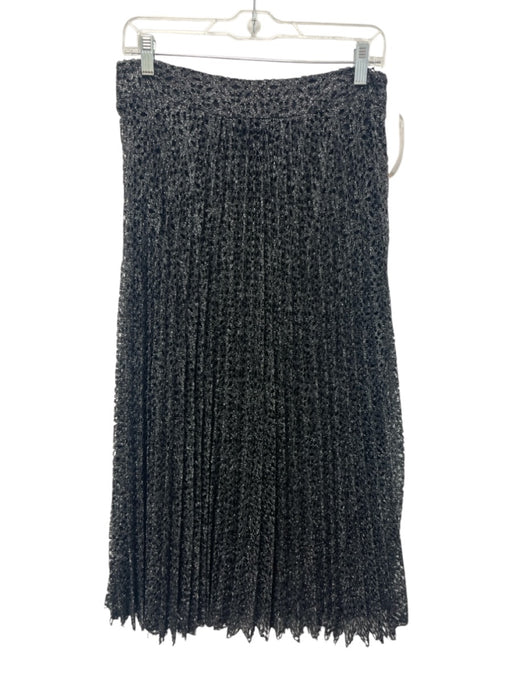 Ba&sh Size 40 Silver & Black Polyester Blend Sparkle Overlay pleats Midi Skirt Silver & Black / 40