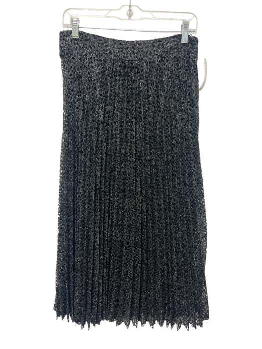 Ba&sh Size 40 Silver & Black Polyester Blend Sparkle Overlay pleats Midi Skirt Silver & Black / 40
