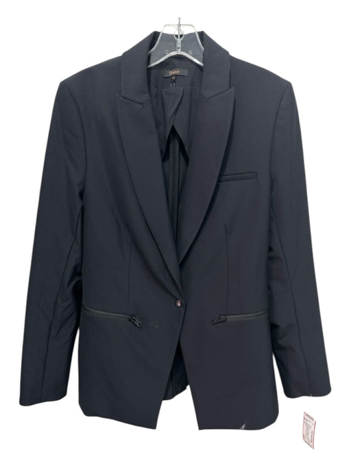Quince Size M Black Nylon & Spandex One Snap Zip Pockets Blazer Jacket Black / M