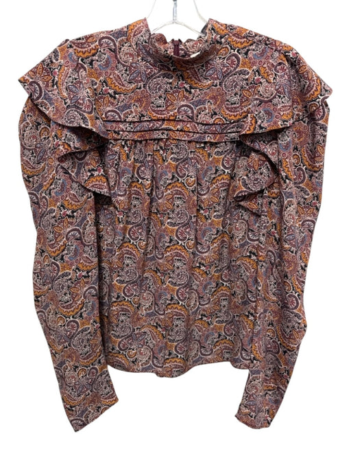 Ulla Johnson Size 6 Yellow, blue, red Silk Long Sleeve Floral Paisley Top Yellow, blue, red / 6