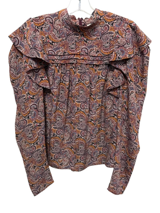 Ulla Johnson Size 6 Yellow, blue, red Silk Long Sleeve Floral Paisley Top Yellow, blue, red / 6