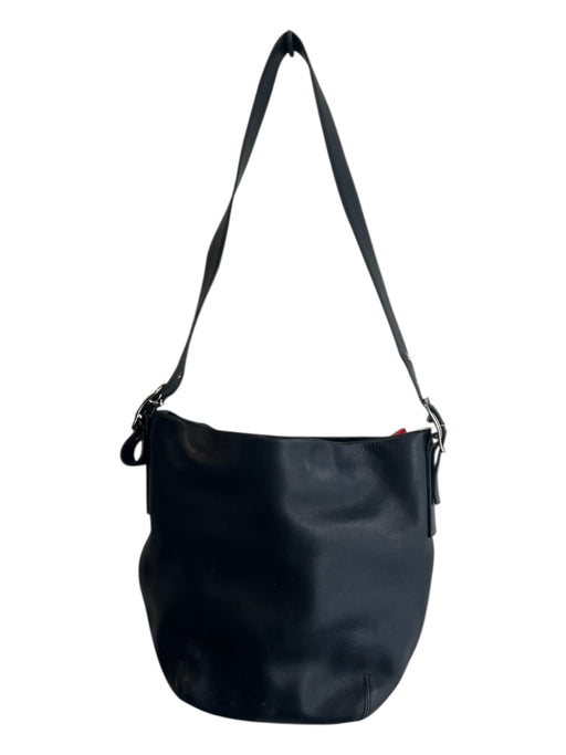 Coach Black Leather Shoulder Bag Silver Hardware Vintage Bag Black / Small