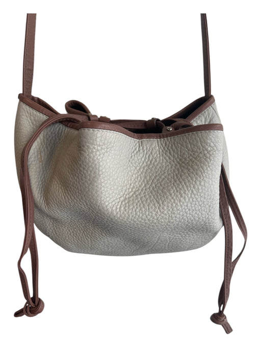 See By Chloe Gray & Brown Leather Pebbled Crossbody Bucket Bag Gray & Brown / Small