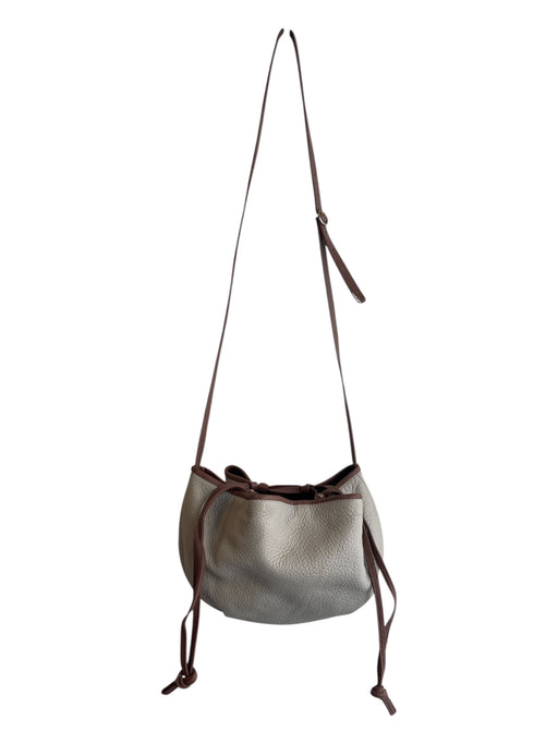 See By Chloe Gray & Brown Leather Pebbled Crossbody Bucket Bag Gray & Brown / Small