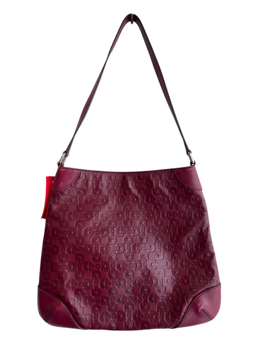 Gucci Deep Red Leather Embossed Horsebit Print Shoulder Bag Vintage Bag Deep Red / Medium