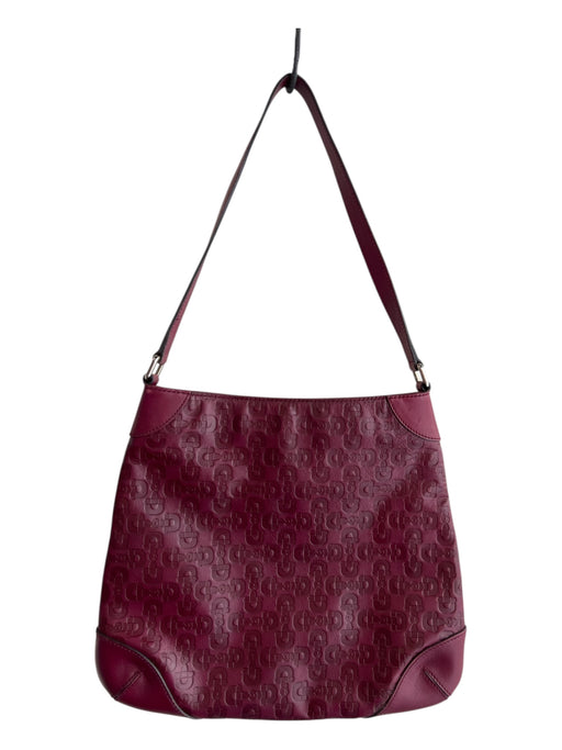 Gucci Deep Red Leather Embossed Horsebit Print Shoulder Bag Vintage Bag Deep Red / Medium