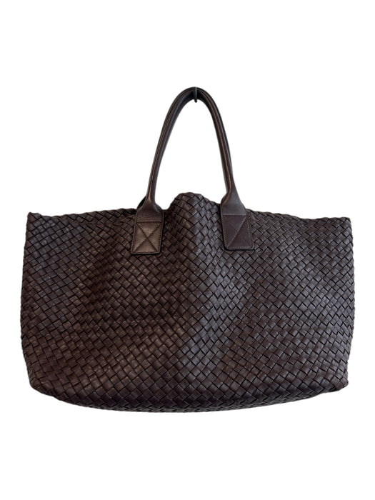 Bottega Veneta Brown Leather Woven Tote Double Handle Pouch Inc. Bag Brown / Large