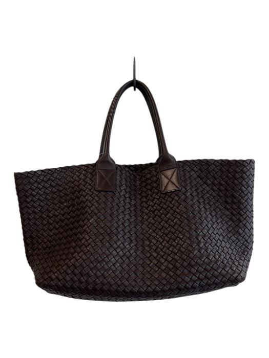 Bottega Veneta Brown Leather Woven Tote Double Handle Pouch Inc. Bag Brown / Large