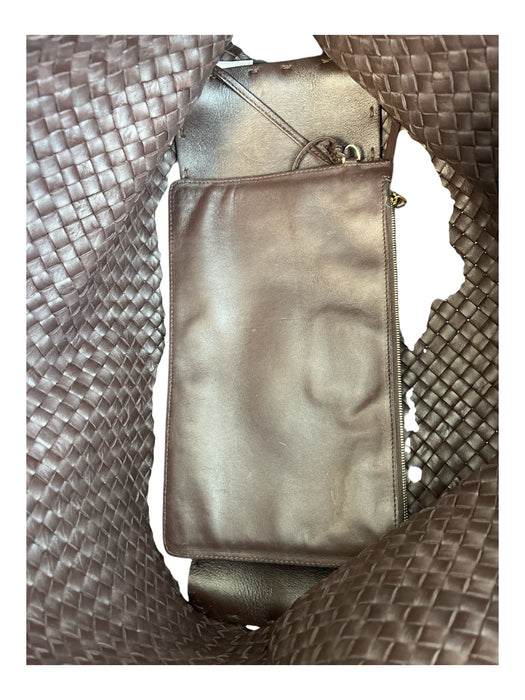 Bottega Veneta Brown Leather Woven Tote Double Handle Pouch Inc. Bag Brown / Large