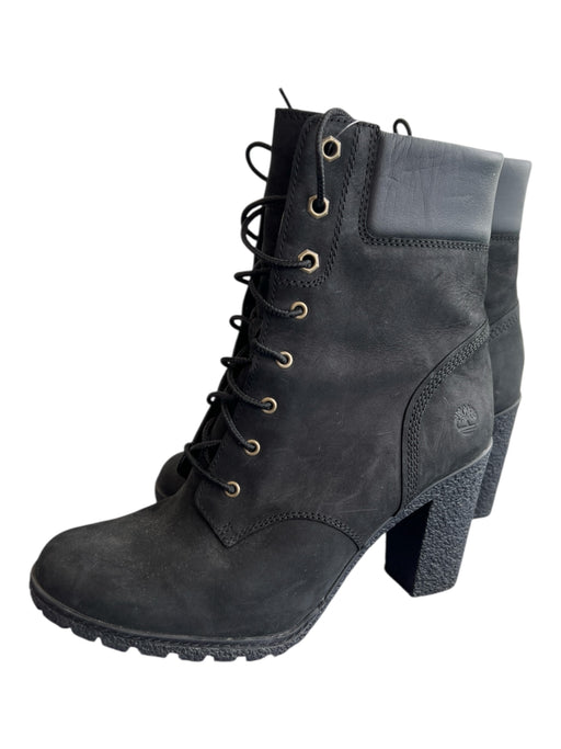 Timberland Shoe Size 9 Black Leather Upper Lace Up Rubber Lugg Sole Boots Black / 9