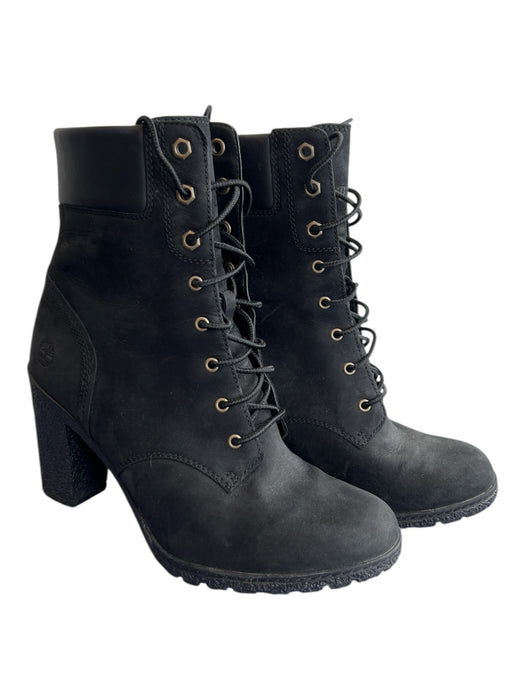 Timberland Shoe Size 9 Black Leather Upper Lace Up Rubber Lugg Sole Boots Black / 9
