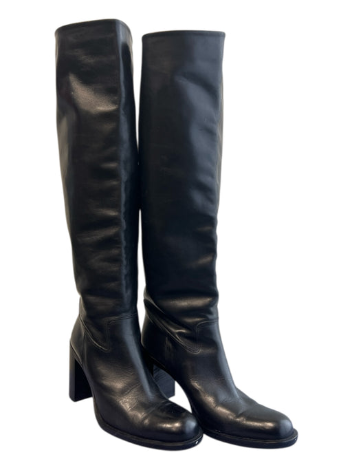 Joan Helpern Shoe Size 10 Black Leather Upper Pull on Almond Toe Boots Black / 10