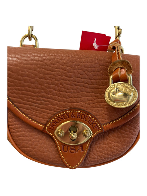 Dooney & Bourke Brown Leather Shoulder Bag Gold Hardware Logo Plated Purse Brown / Small