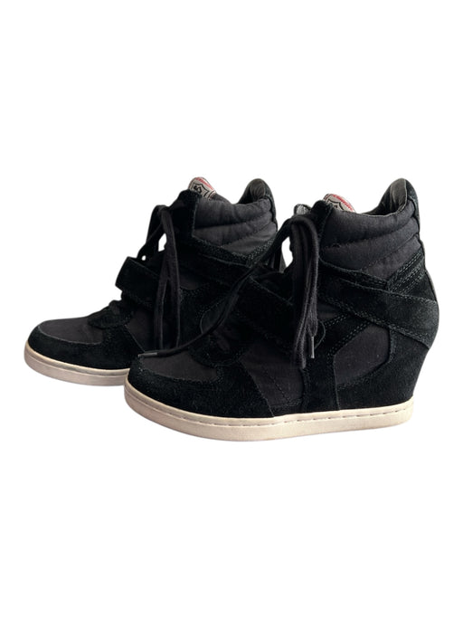 Ash Shoe Size 40 Black Suede Fabric High Top Wedge Sneakers Black / 40