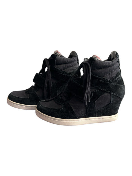 Ash Shoe Size 40 Black Suede Fabric High Top Wedge Sneakers Black / 40