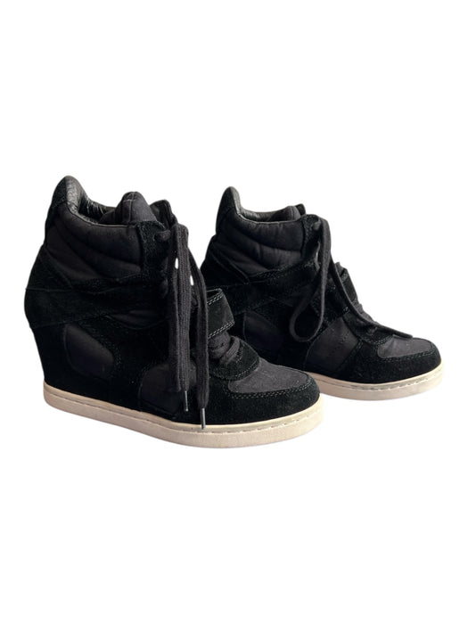 Ash Shoe Size 40 Black Suede Fabric High Top Wedge Sneakers Black / 40