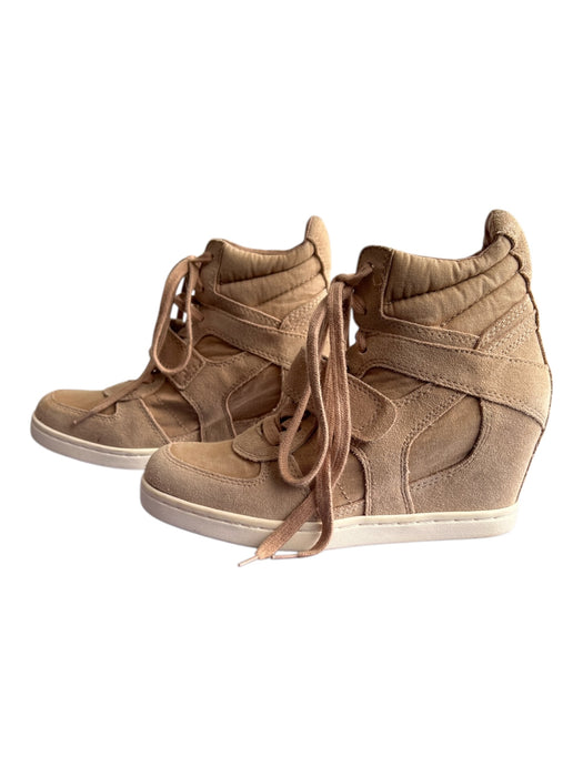 Ash Shoe Size 40 Beige Suede Fabric High Top Wedge Sneakers Beige / 40
