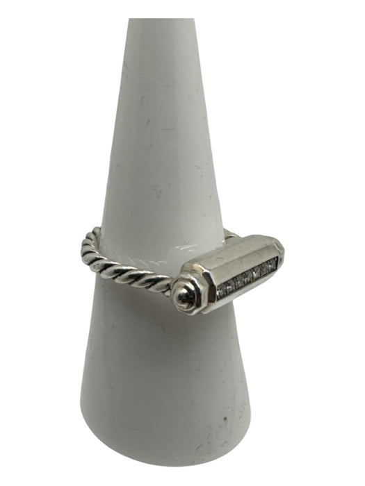 David Yurman Silver 925 Sterling Diamonds Bar Cable Twist Dainty Ring Silver