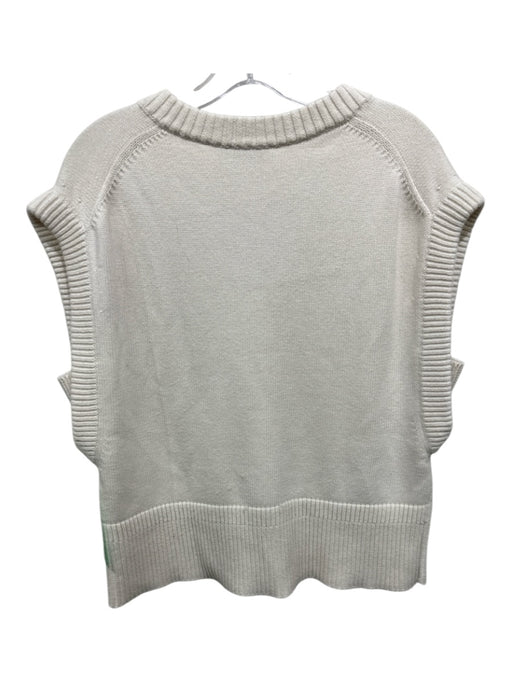 Simkhai Size L Cream Cotton Blend Sleeveless Rib Knit V Neck Sweater Cream / L