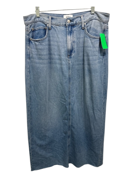 Pistola Size 31 Light Wash Cotton Denim 5 Pocket Zip & Button Back Slit Skirt Light Wash / 31