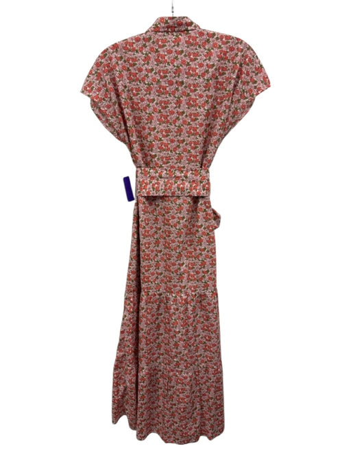 Ann Mashburn Size XS Pink, Green, Red Cotton Cap Sleeve Floral Midi Dress Pink, Green, Red / XS
