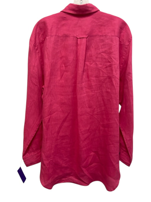 Polo Ralph Lauren Size Large Hot pink Linen Long Sleeve Button Front Collar Top Hot pink / Large