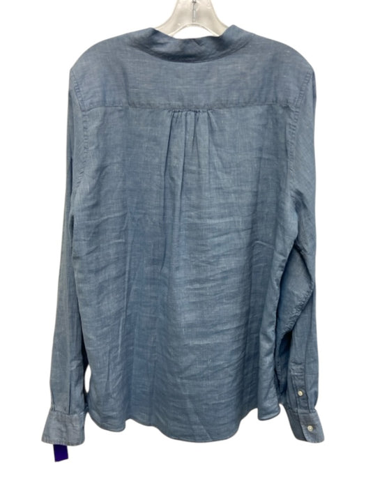 Ann Mashburn Size XL Light Blue Linen Blend Long Sleeve Button Front Top Light Blue / XL