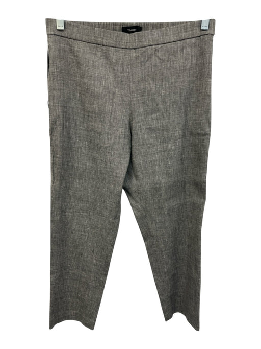 Theory Size 6 Gray Linen Blend Double Breast Tweed Cropped Blazer Pant Set Gray / 6