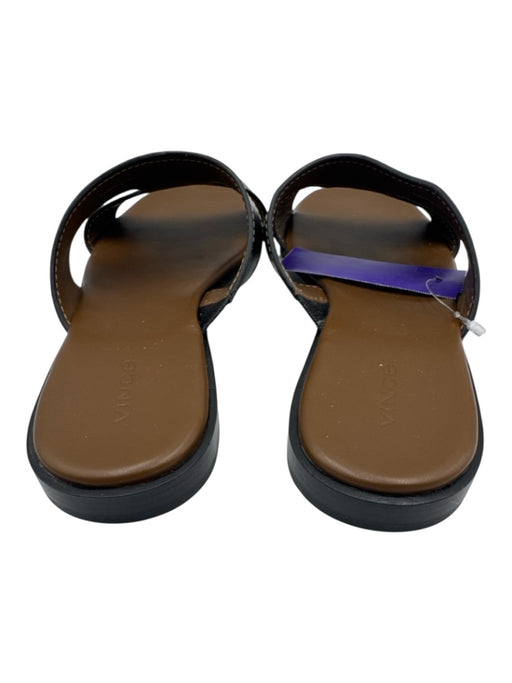 Vince Shoe Size 8 Black & Brown Leather Open Square Toe Contrast Stitch Sandals Black & Brown / 8