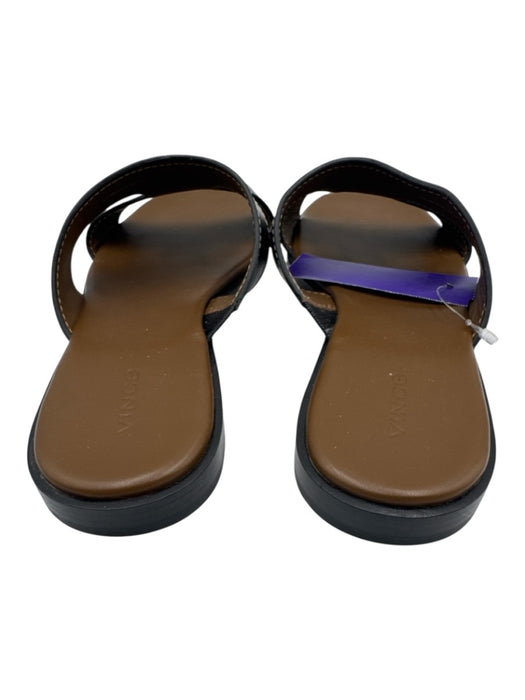 Vince Shoe Size 8 Black & Brown Leather Open Square Toe Contrast Stitch Sandals Black & Brown / 8