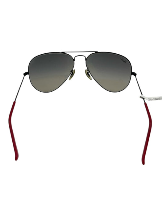 Ray Ban Black, Red, White Wire Frame Tinted Lens Color Block Aviator Sunglasses Black, Red, White