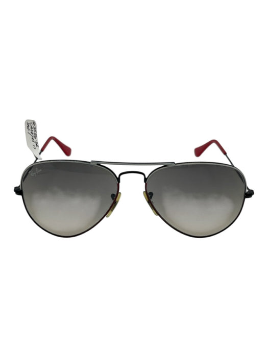 Ray Ban Black, Red, White Wire Frame Tinted Lens Color Block Aviator Sunglasses Black, Red, White