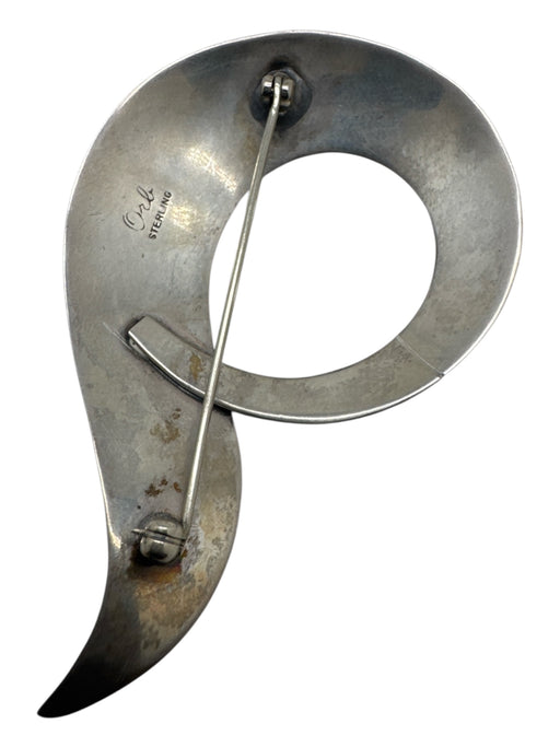 ORB Silver Tone Sterling Silver Teardrop Pin Brooch Silver Tone