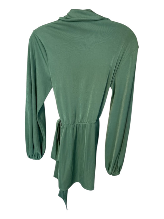 Show Me Your Mumu Size XS Green Polyester Blend Long Sleeve Collar Wrap Dress Green / XS
