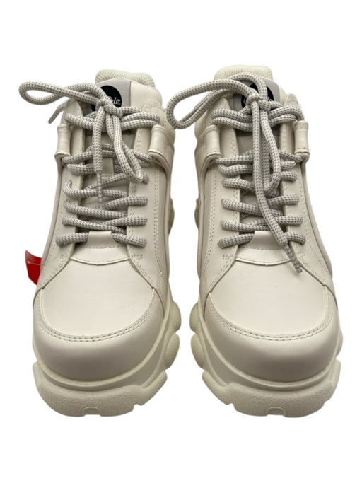 Buffalo Shoe Size 9 White Leather & Rubber Laces Platform Rubber Sole Sneakers White / 9